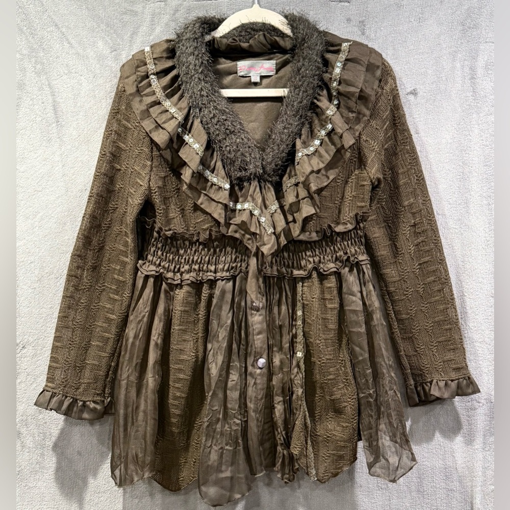 Pretty Angel Cardigan Linen Blend Size S Boho Whimsygoth Fairycore Whimsical
